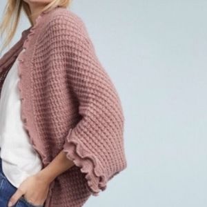 Anthropologie Moth Rocia Ruffled Cardigan, Mauve, Size Small